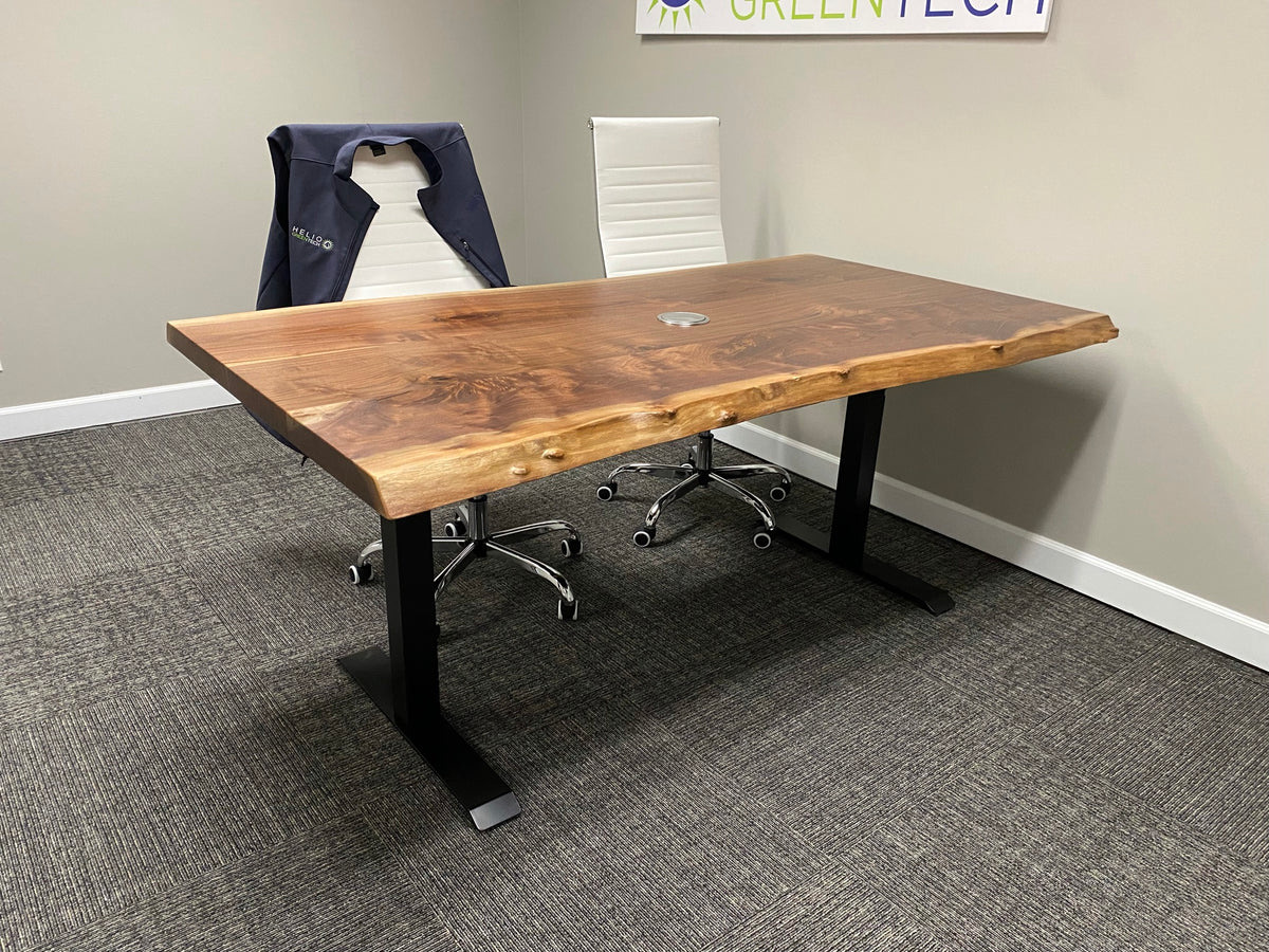 KC walnut live-edge standing desk by KC Custom Hardwoods